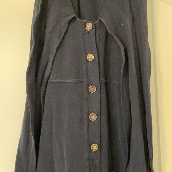Chanel boutique vintage navy knit cutout dress with pockets - Picture 6 of 13